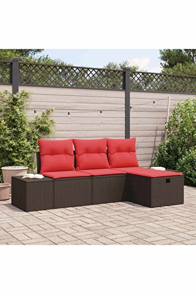 vidaxl Set de canapele pentru gradina cu perna 4 pcs poliratan