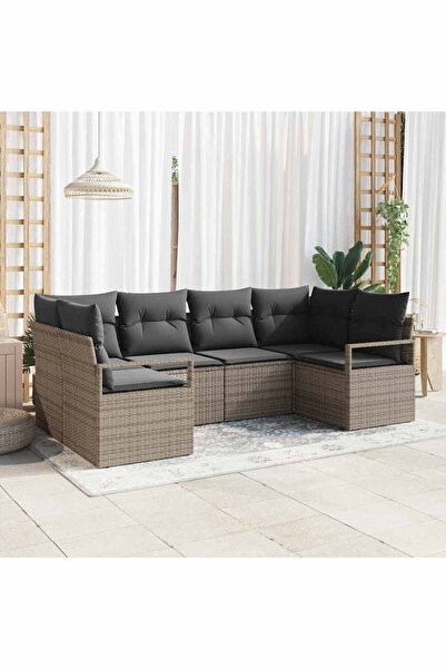 vidaxl Set de canapea cu perna 6 pcs Gri poliratan