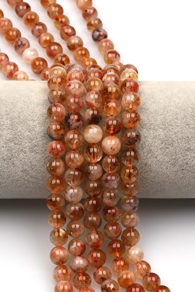 Alibaba Doğaltaş Citrine Natural Gemstone String 8 mm Sphere Cut - Dz-0957