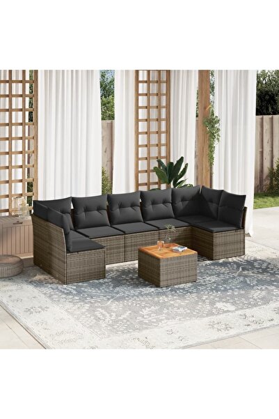 vidaxl Set canapele de gradina cu perne, 8 piese, gri, poliratan