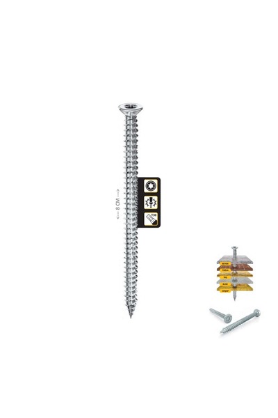 TİGRON 7,5x80 Buldeks Vida 50’li Paket Beton ve Tuğla Montaj Vidası