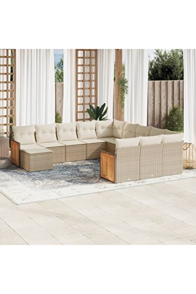 vidaxl Set canapele de gradina cu perne, 12 piese, bej, poliratan