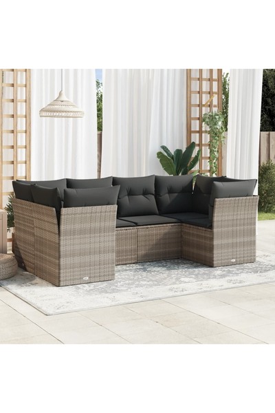 vidaxl Set canapele de gradina cu perne, 6 piese gri deschis poliratan