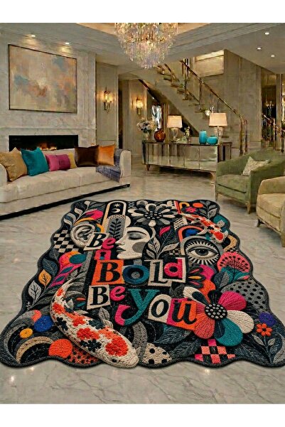 Rugs Modern Halı SDT Be Bold Be You Yazılı Sürrealist Sanat Dokuma Taban Deko...