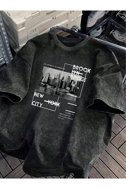 ZAVIXO Unisex Oversize Washed T-Shirt Casual Street Style Vintage Effect Comf...