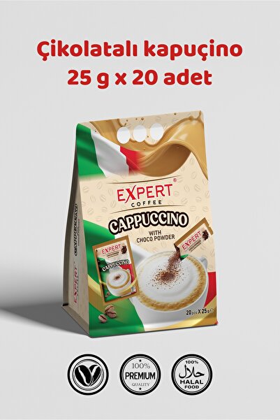 expert coffee Cappuccino Çikolata Tozlu 20 x 25 g Hazır Cappuccino Kahve