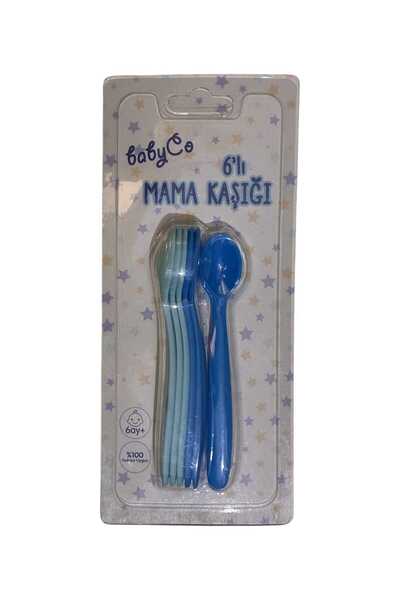 BabyCo 6-Piece Food Spoon Set Blue-Navy Blue