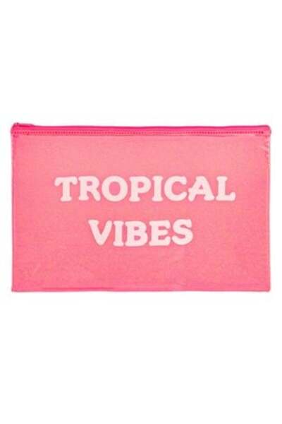 SHOPIENS Pungă transparentă de vară cu sclipici roz  "VIBRAȚII TROPICALE " 30...