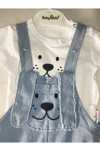 ASLİN STORE Short Sleeve Eared Summer Salopet for Girls and Boys, 2-Piece Set, 6-9 Months, 9-12 Months, 12-18 Months, 18-24 Months