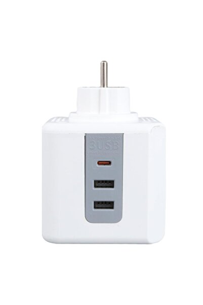 EBG Elektronik 3'LÜ 2X USB 1X TYPE-C ÇOCUK VE TERMAL KORUMALI GRUP PRİZ