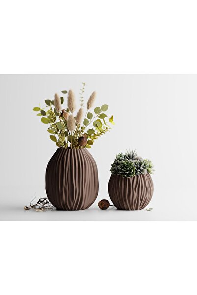 Sani Vase "Ondula SMALL" 162 x 162 x H150 mm - Dark Brown Matte