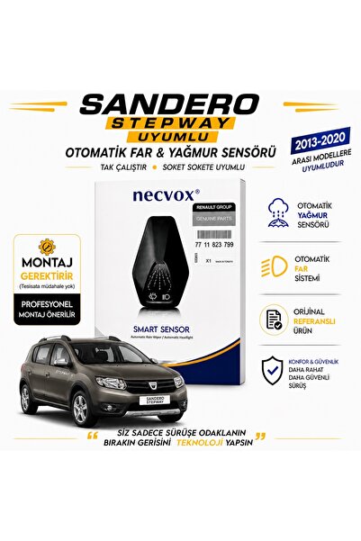 Necvox 2013-2020 Dacia Sandero Stepway Uyumlu Otomatik Yağmur ve Far Sensörü ...
