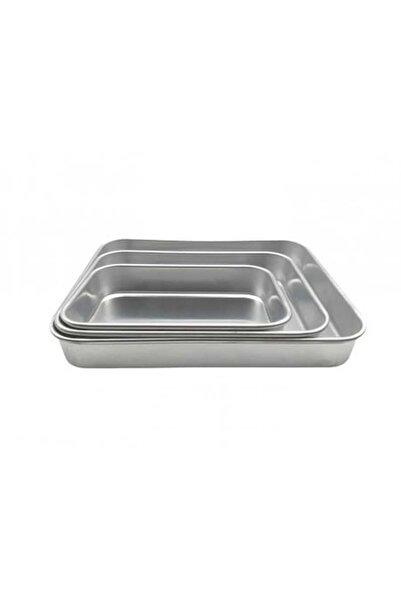 OEM Set of 3 Aluminum Baking Trays, Rectangular, Silver