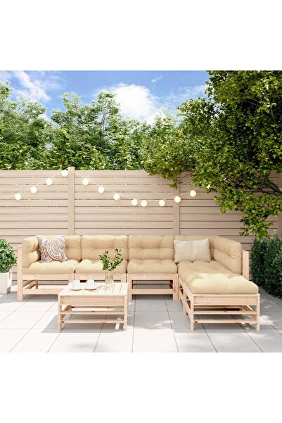 vidaxl Set mobilier de gradina, 7 piese, lemn masiv de pin
