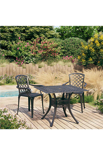 vidaxl Set mobilier bistro, 3 piese, negru, aluminiu turnat