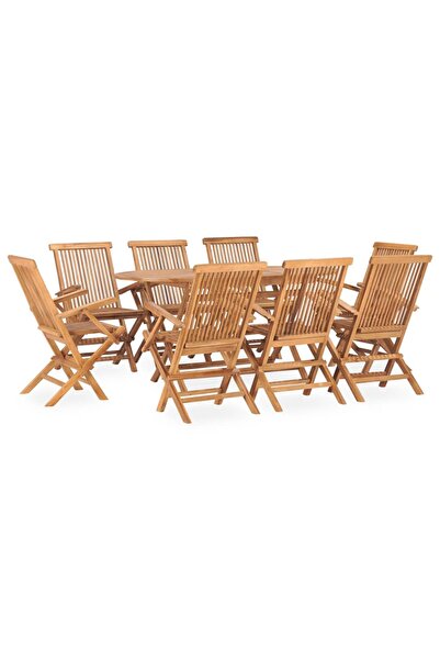 vidaxl Set mobilier de exterior pliabil, 9 piese, lemn masiv de tec
