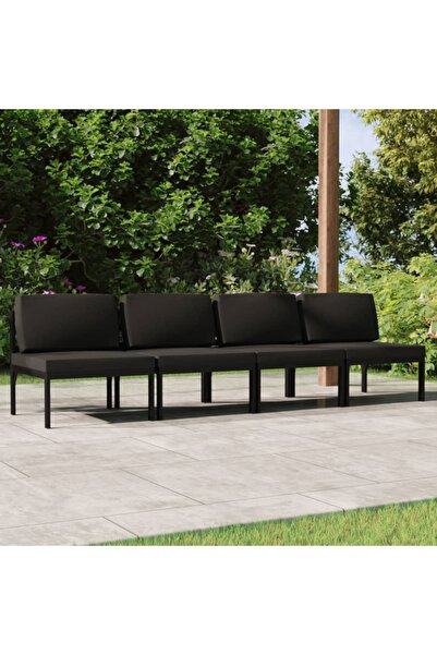 vidaxl 4-seater garden sofa with cushions, anthracite, aluminum