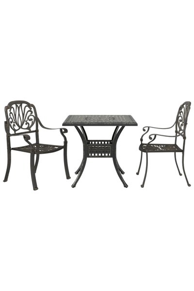 vidaxl Set mobilier bistro, 3 piese, bronz, aluminiu turnat