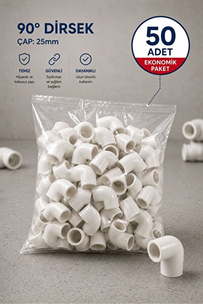 Dizayn 25*87 Dirsek, PPRC 90 Derece Dirsek 25 mm 50 Adet PN25 Temiz Su Tesisa...