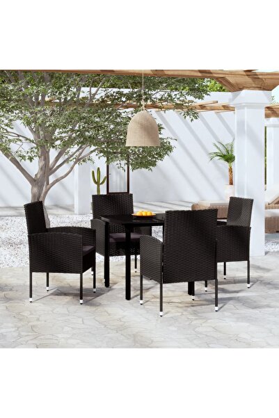 vidaxl Set de servit masa pentru gradina, 5 piese, negru