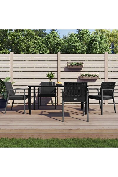 vidaxl Set mobilier de gradina cu perne, 5 piese, poliratan È™i otel
