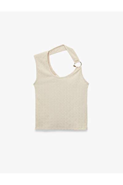 Koton Bürümcük Fabric Slim Fit Sleeveless Asymmetrical Collar Metal Ring Deta...