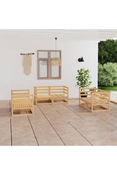 vidaxl Set mobilier de gradina, 6 piese, lemn masiv de pin