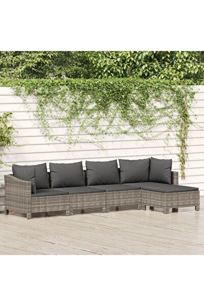 Concept Set mobilier de grădină cu perne, 5 piese, gri, poliratan