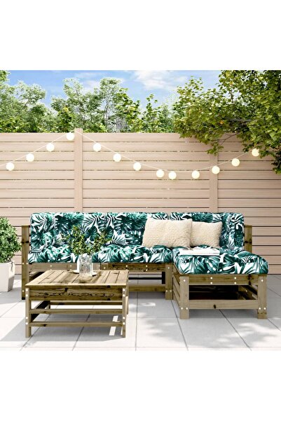 vidaxl Set mobilier de gradina cu perne, 5 piese, lemn de pin tratat
