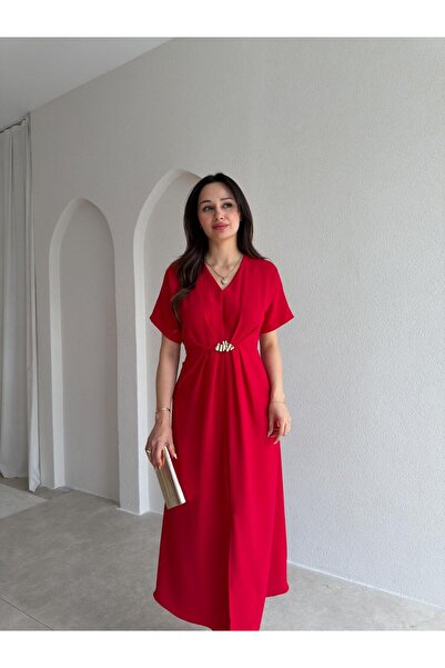 Mooi Butik LİSTEN Midi haljina 5511 - Crvena