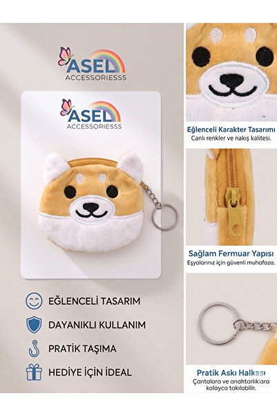 Aselaksesuarr Sevimli Hayvan ve Karakter Figürlü Peluş Kancalı Mini Çocuk Cüz...