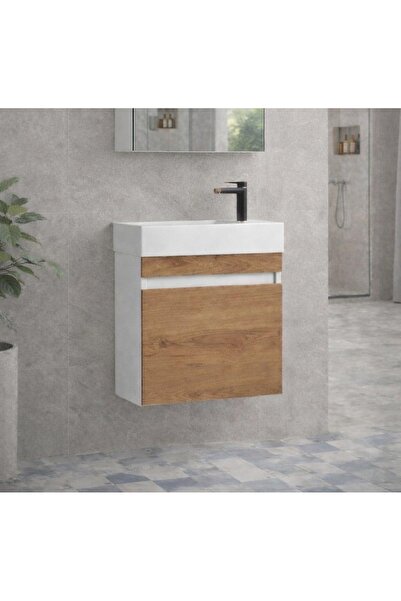 Gold Ban-yom LENA 45 CEVİZ ALT MDF Banyo Mobilyası Seti