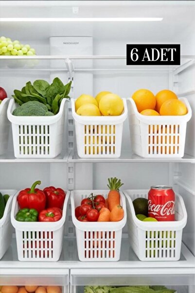 Bayev 6 Pieces White Refrigerator Organizer Vegetable Fruit Basket Kitchen Or...