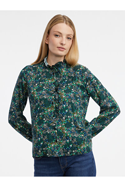 ORSAY Bluză de damă verde închis cu imprimeu floral