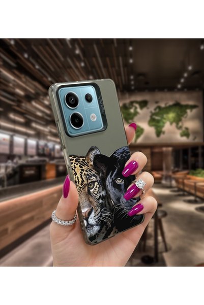 Caseji RedMi Note 13 Pro 5G Uyumlu Leoparlar Baskı Desen Darbe Emici Telefon ...