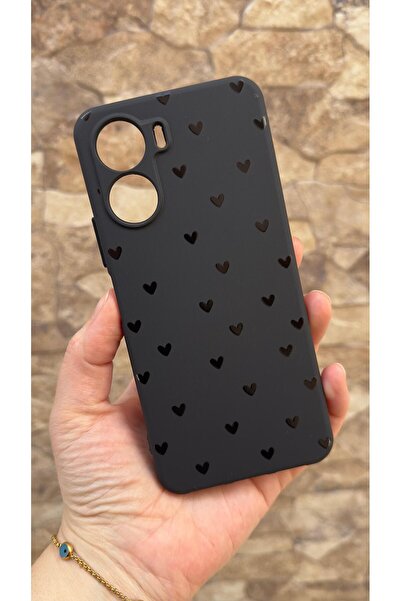Vip Case Vivo Y16 Uyumlu Mini Siyah Kalp Desenli Silikon Darbe Emici Klasik K...
