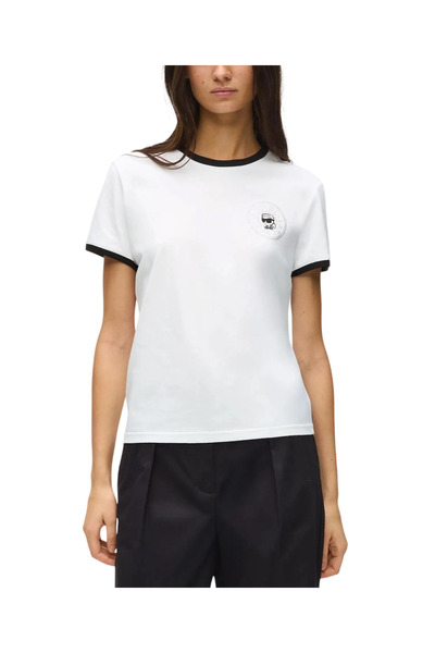 Karl Lagerfeld Γυναικείο Ikon Small Circle T-shirt Λευκό B2W17026-101 WHITE/B...