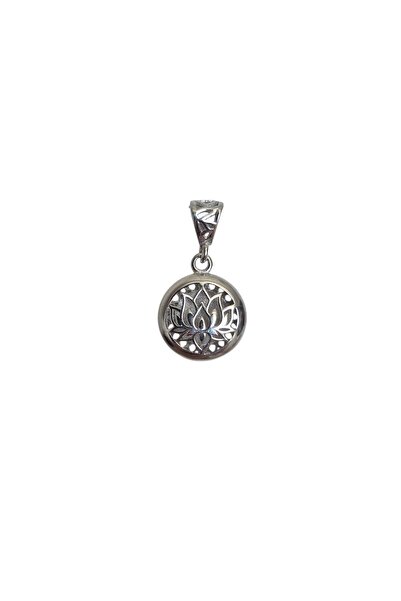925 Rhodium-plated silver pendant lotus flower