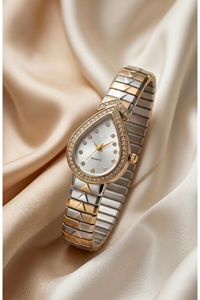 KLISHE Women's Steel Watch Gold & Silver Mix Color Drop Case Special Design V...