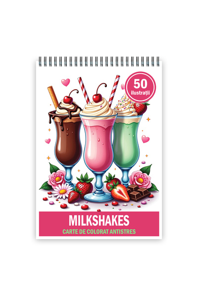 Legendary Gifts Carte de colorat, 50 de ilustratii Milkshakes, 106 pagini, Fo...