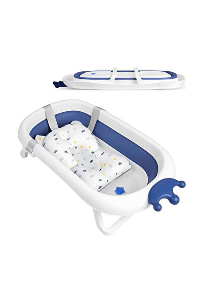 Bumble & Bird - Crown Foldable Baby Bathtub with Support Cushion – Blue