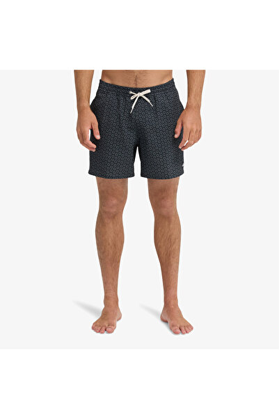 Quiksilver Pantaloni scurți de mare negri, elastici, imprimați, pentru bărbați