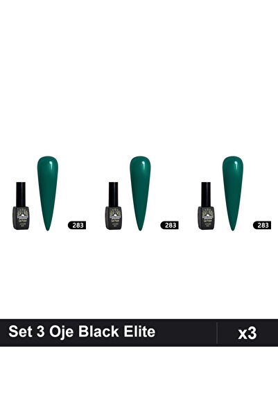 Makeup Set of 3 Semi-permanent Nail Polish Black Elite 8ml, Global Fashion, U...