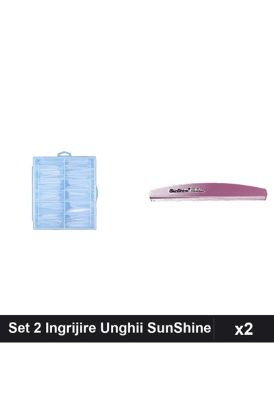 Makeup Set 2 Ingrijire Unghii SunShine, 120 Tipsuri Reutilizabile + Pila 100/...