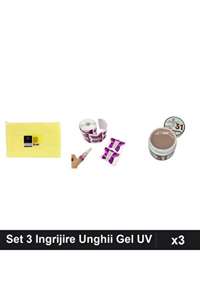 Makeup Set 3 Ingrijire Unghii cu Gel Constructie UV LED 15g, Servetele 900buc...