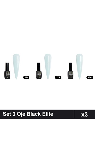 Makeup Set 3 Oje Semipermanente Black Elite 8ml, Global Fashion, Manichiură U...