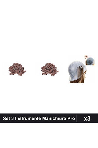 Makeup Set 3 Instrumente Manichiură Profesională - Șmirghei 100/150 + Casca S...