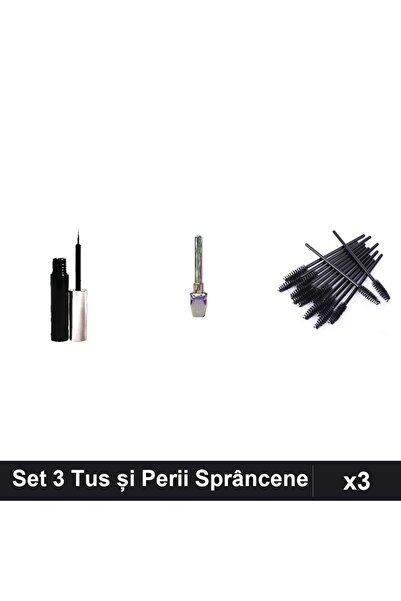 Makeup Set 3 Tus Sprâncene Magnetic + Eyeliner Kiss Beauty + 10 Perii Stilizare