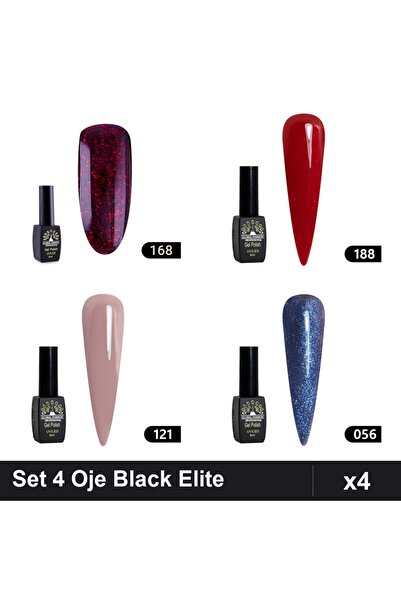 Makeup Set 4 Oje Semipermanente Black Elite Global Fashion 8ml, Nuante 056 12...