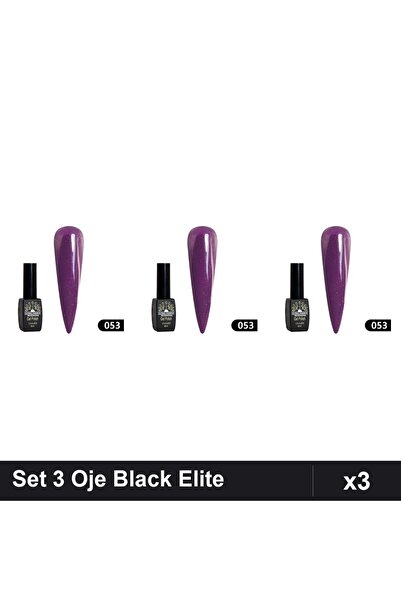 Makeup Set of 3 Semi-permanent Nail Polish Black Elite 8ml, Global Fashion 05...